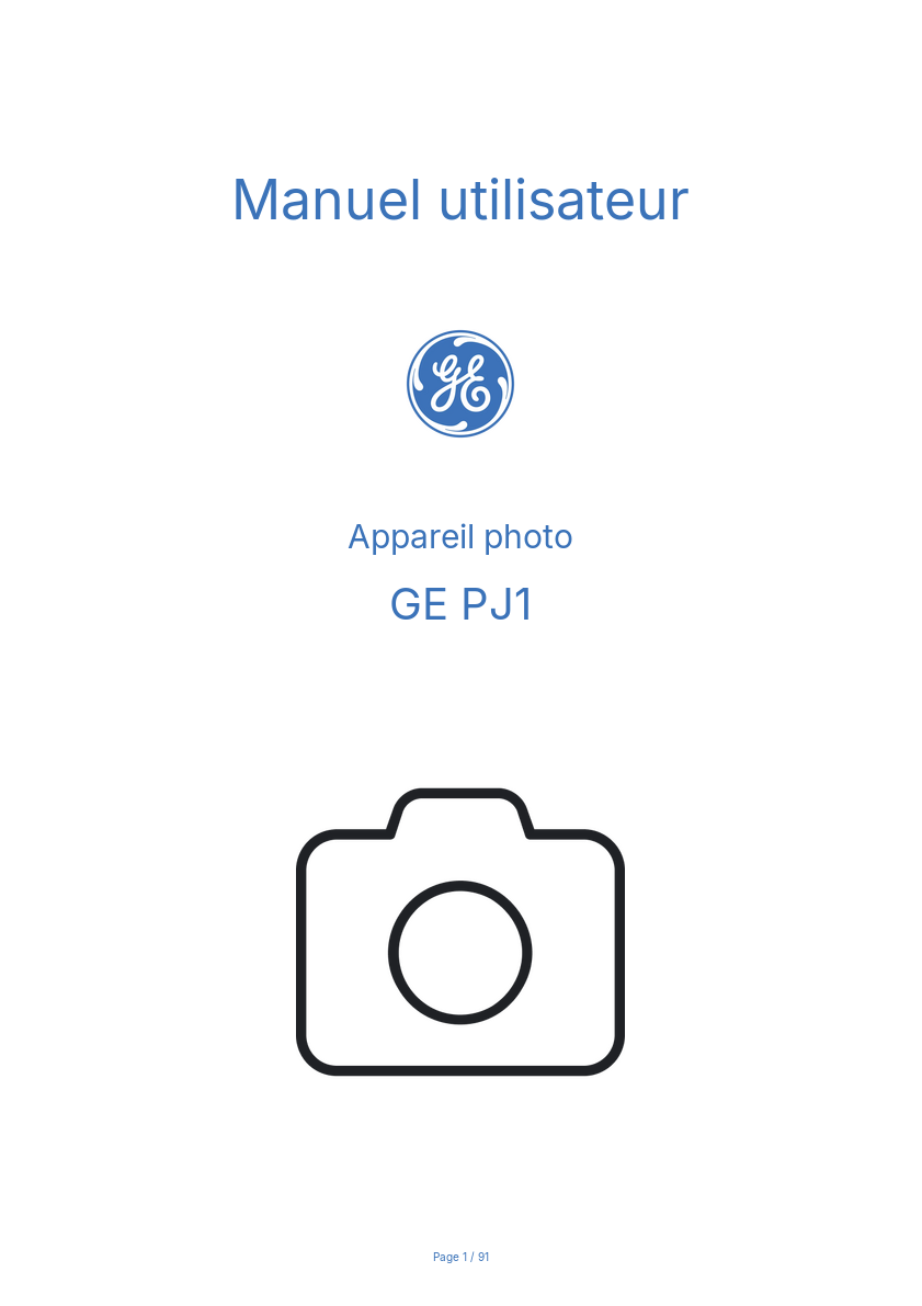 Page n°1 - Manuel utilisateur GE PJ1