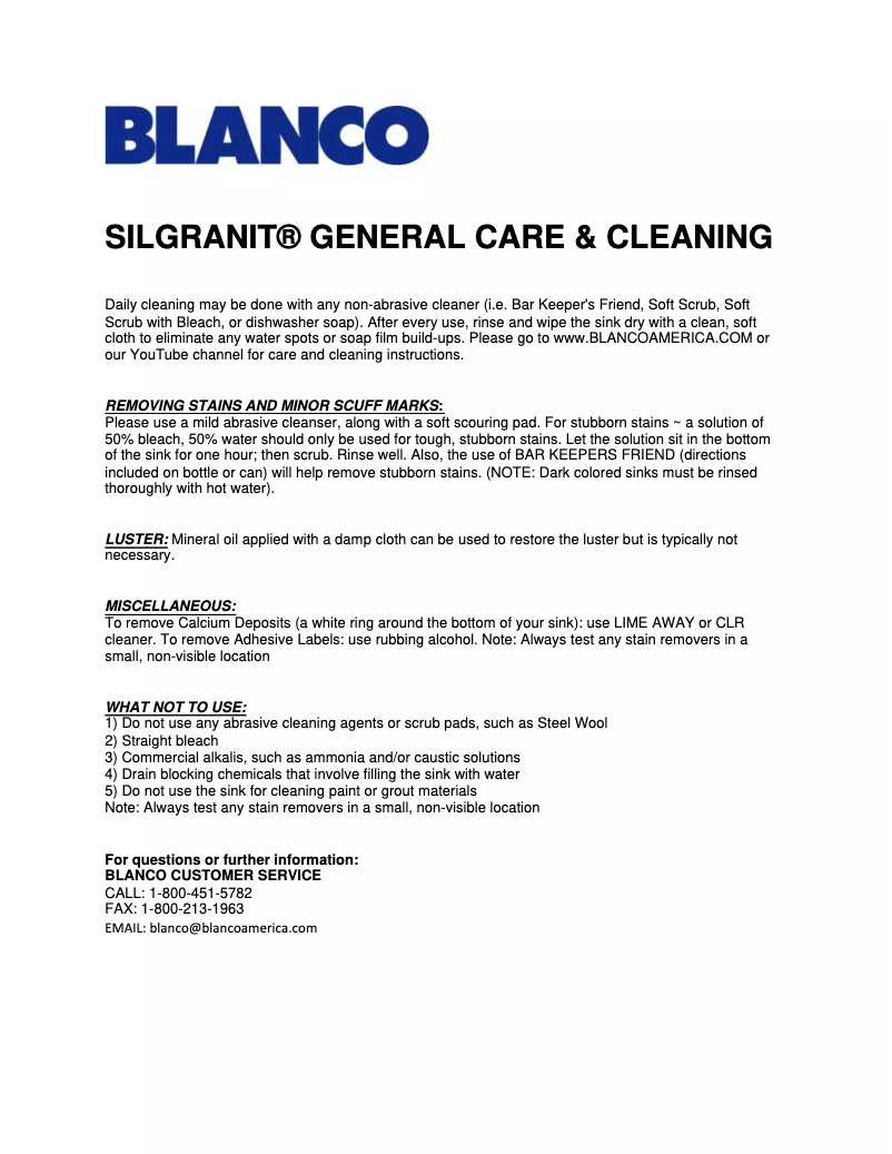 Page 1 de la notice Manuel utilisateur BLANCO 522428