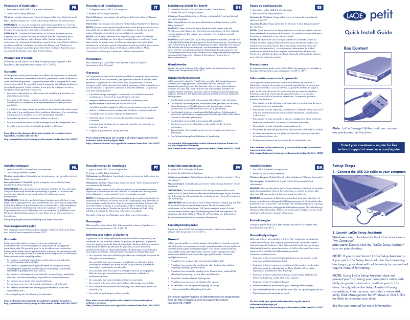 Page n°1 - Guide d'installation LaCie Petit Hard Disk