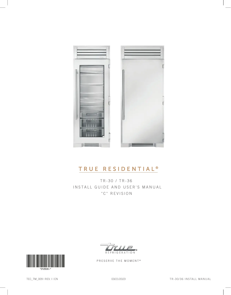 Page 1 de la notice Guide d'installation True TR-30BEV-R-SG-C