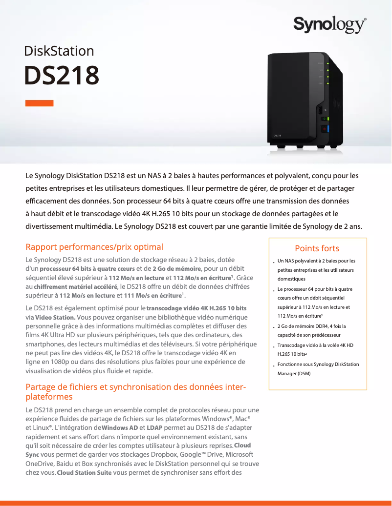 Image de la première page du manuel de l'appareil DiskStation DS218