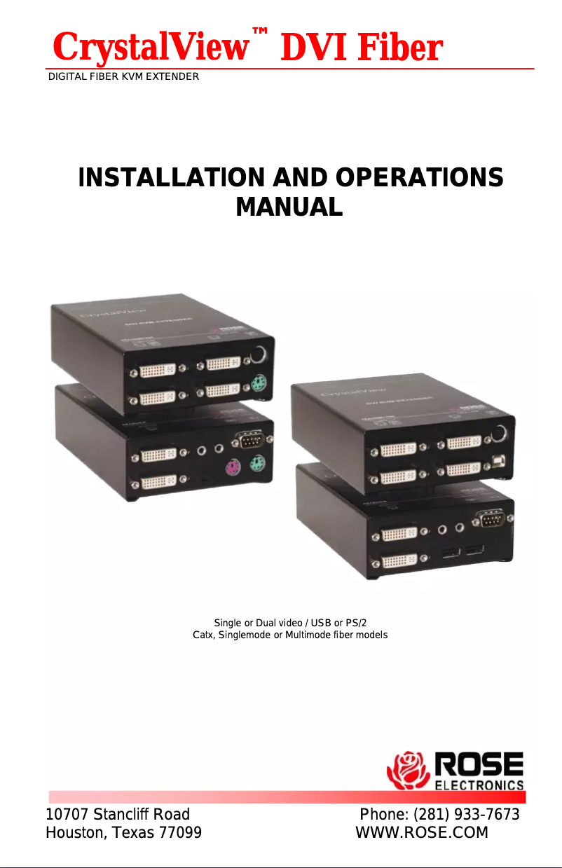 Page n°1 - Manuel utilisateur Rose CrystalView DVI Fiber