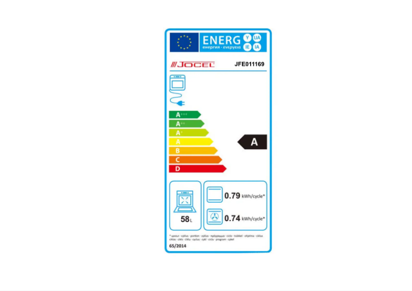 Page 1 de la notice Label énergétique Jocel JFE011169
