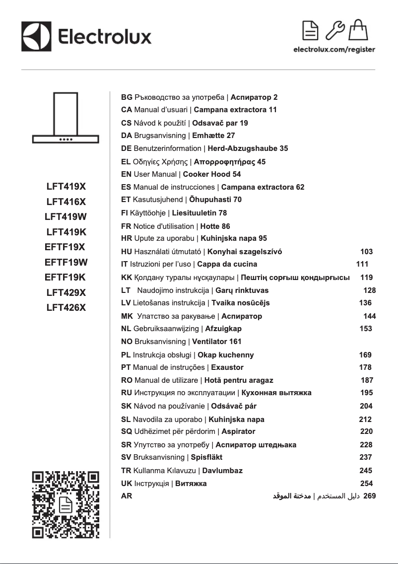 Page 1 de la notice Manuel utilisateur Electrolux EFTF19X