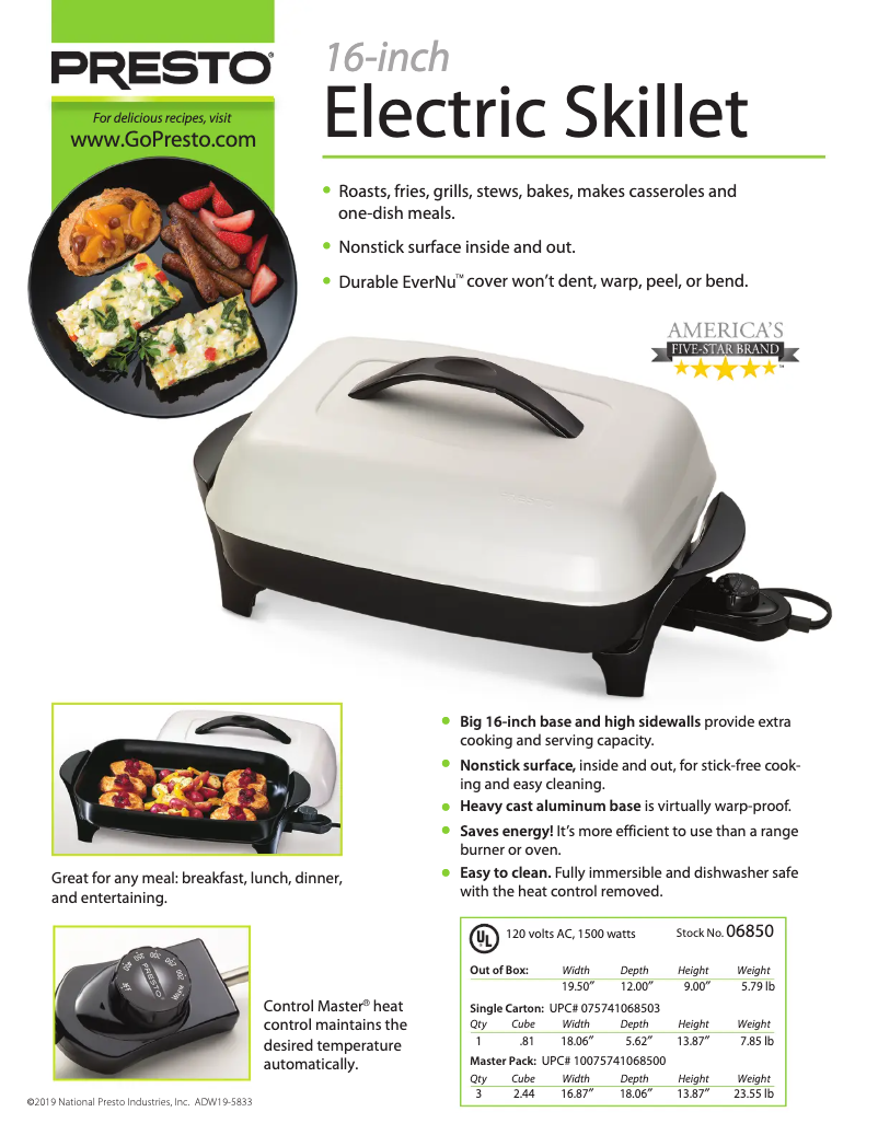 Page 1 de la notice Fiche technique Presto 06850