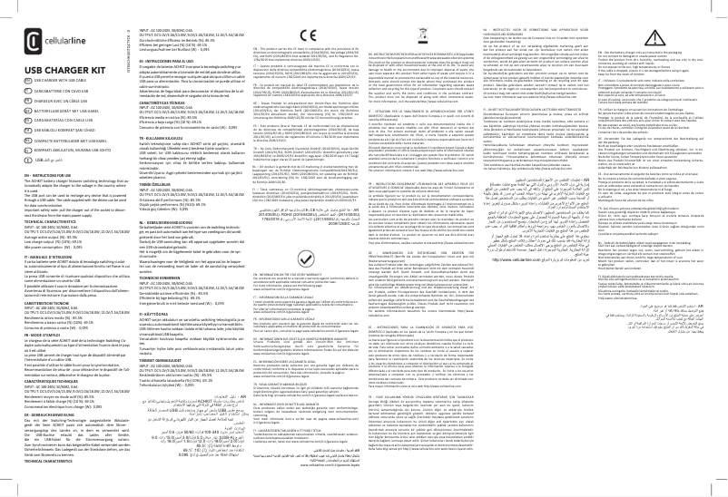 Page 1 de la notice Manuel utilisateur Cellular Line USB Charger Kit 18W