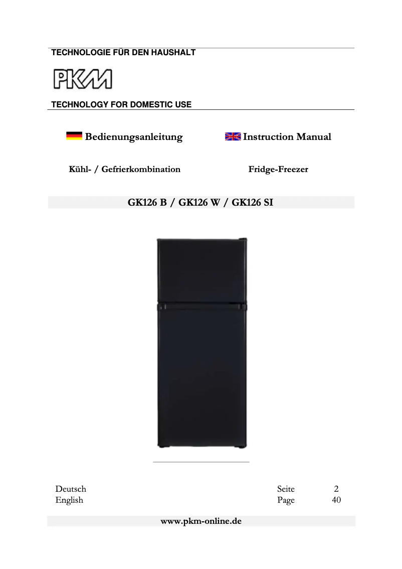 Page 1 de la notice Manuel utilisateur PKM GK126 B