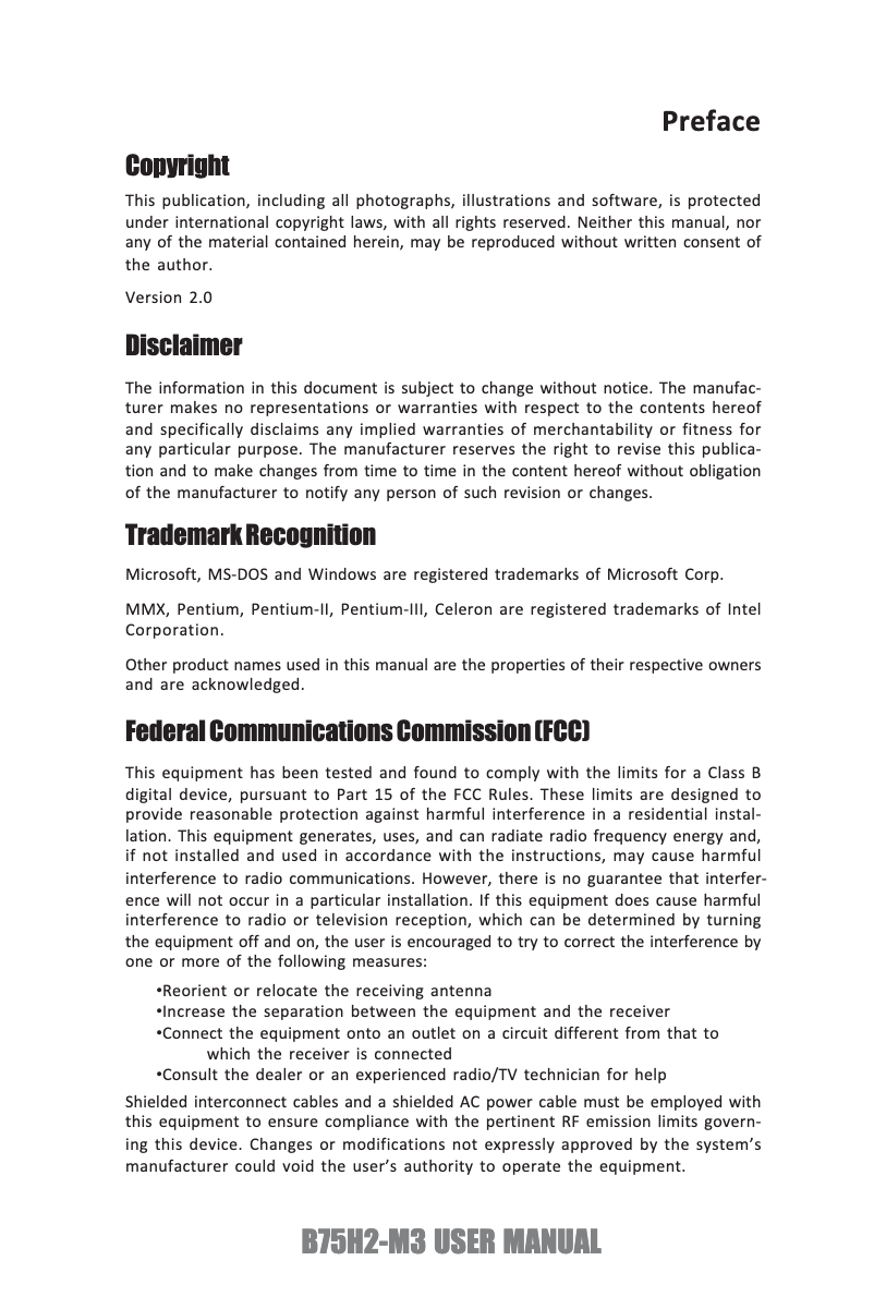 Page 1 de la notice Manuel utilisateur ECS B75H2-M3 (V1.0)