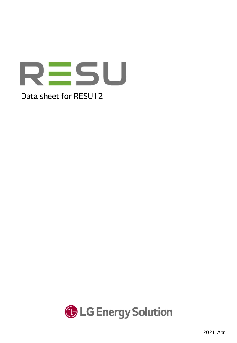 Page 1 of the manual Technical Sheet LG RESU12
