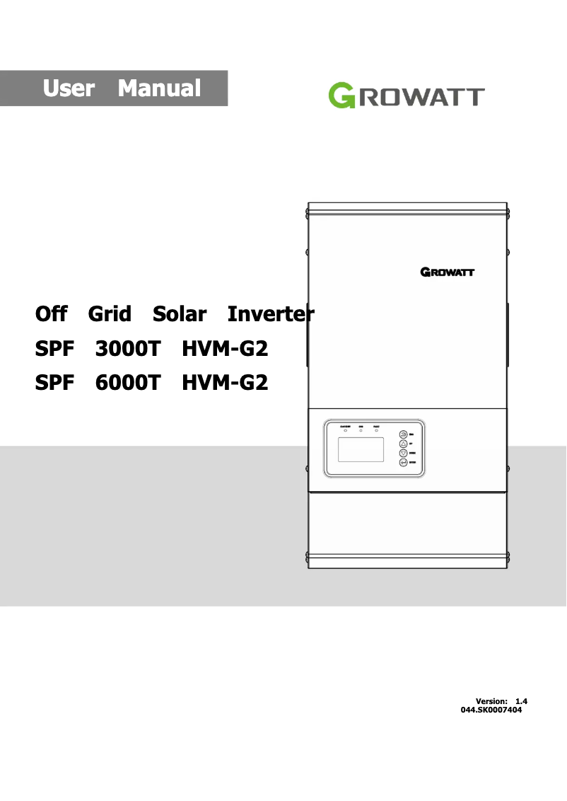 Image de la première page du manuel de l'appareil SPF3000-6000T-HVM-G2