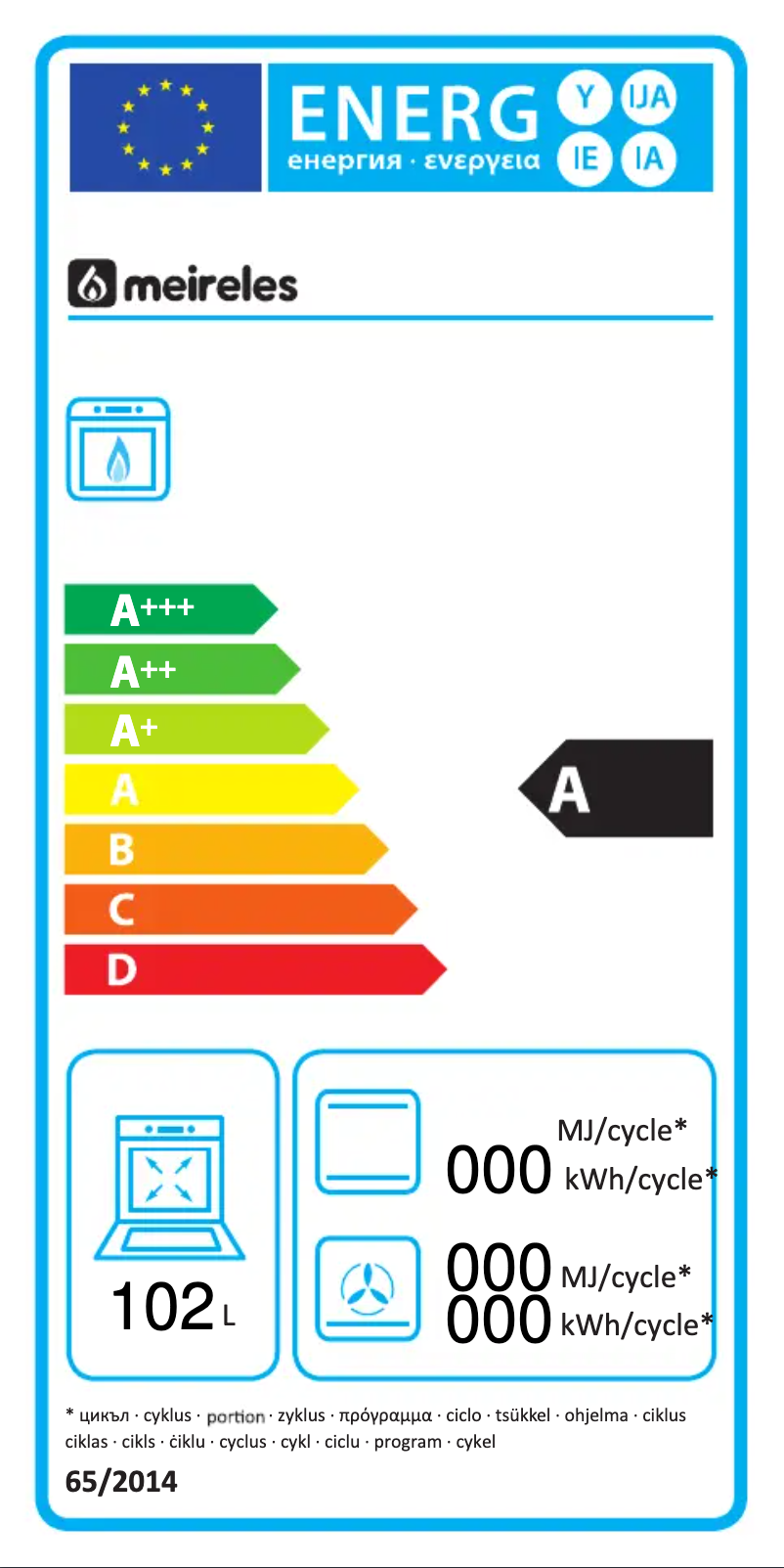 Page 1 de la notice Label énergétique Meireles M 801 X