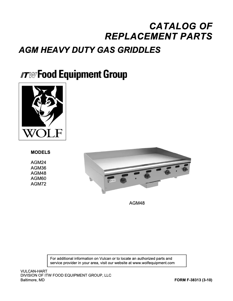 Page 1 de la notice Catalogue Wolf AGM36