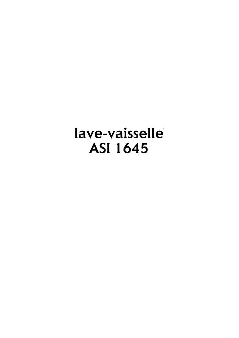 Page n°1 - Manuel utilisateur Arthur Martin-Electrolux ASI 1645 W
