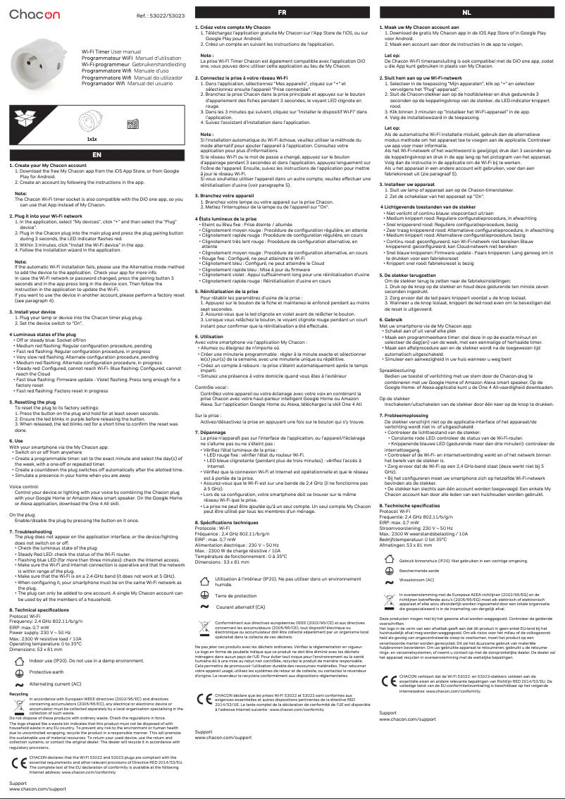 Page 1 de la notice Manuel utilisateur Chacon 53023