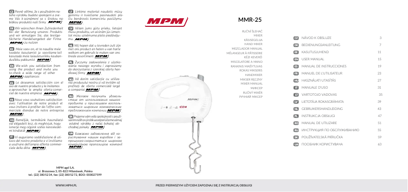 Page 1 de la notice Manuel utilisateur MPM MMR-25