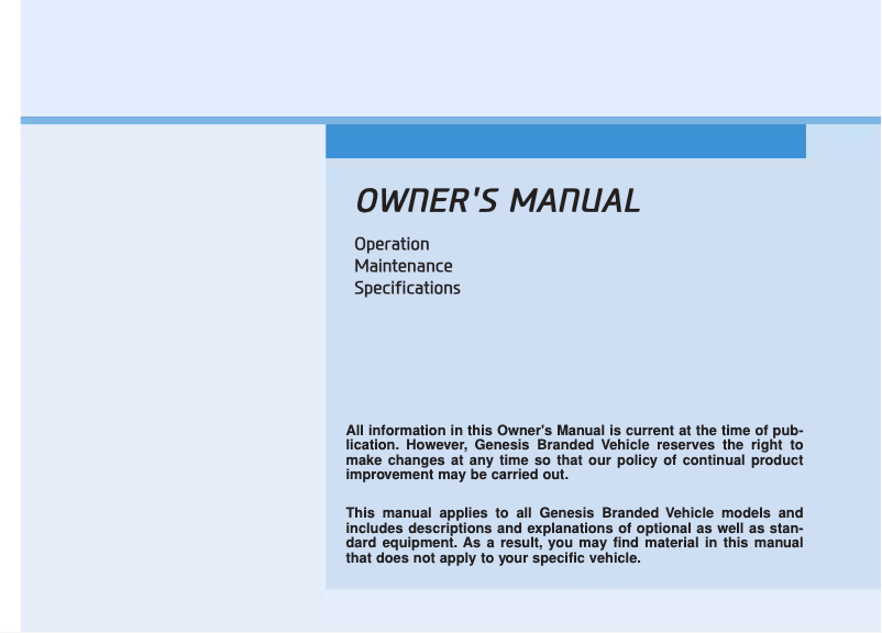 Page 1 de la notice Manuel utilisateur Genesis G80 (2020)