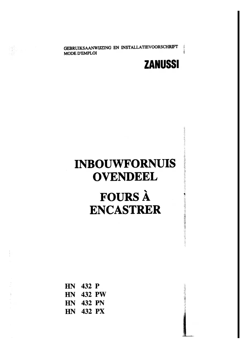 Page n°1 - Manuel utilisateur Zanussi HN 432 P
