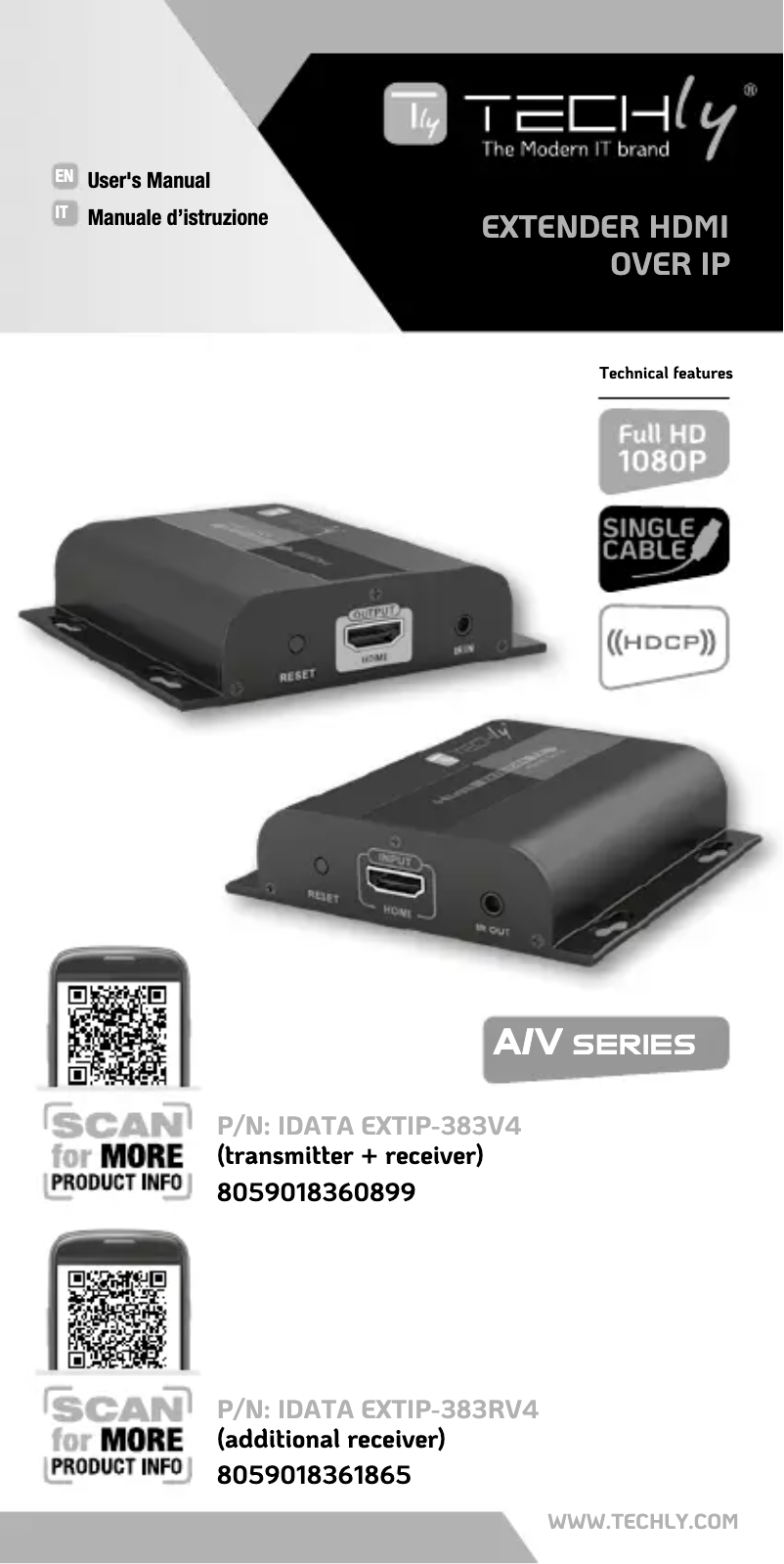Page 1 de la notice Manuel utilisateur Techly IDATA EXTIP-383RV4