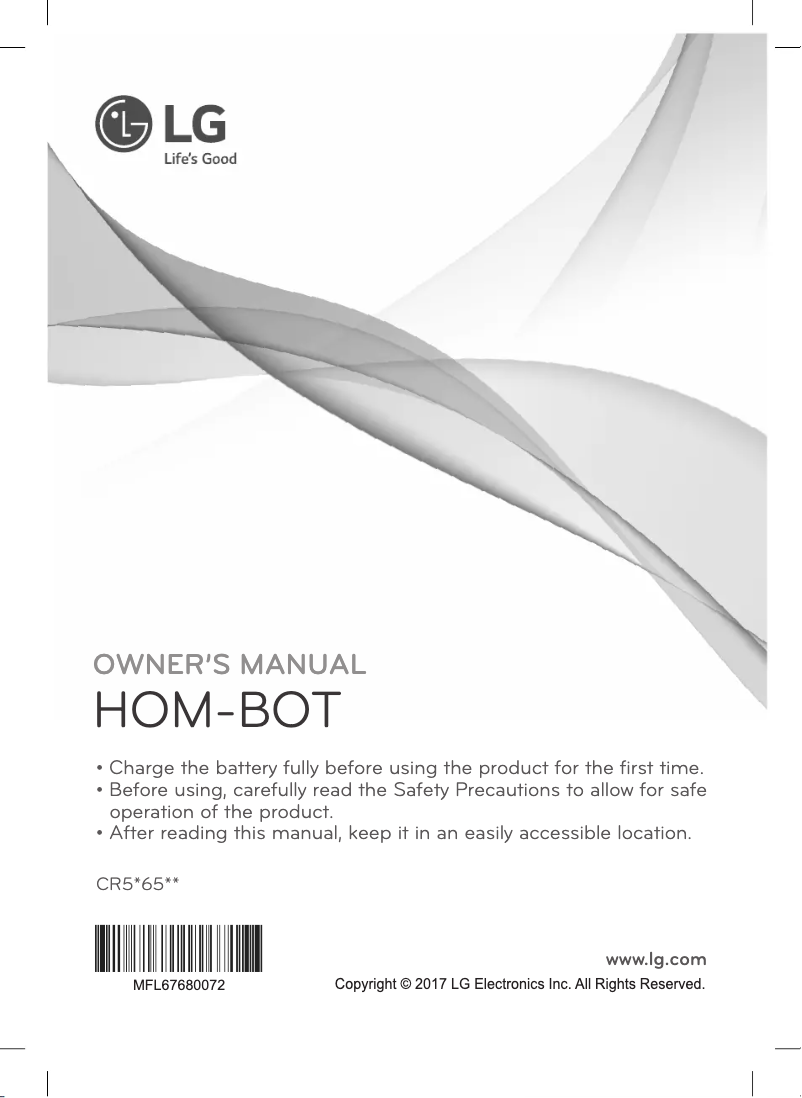 Page 1 de la notice Manuel utilisateur LG HOM-BOT CR5765GD