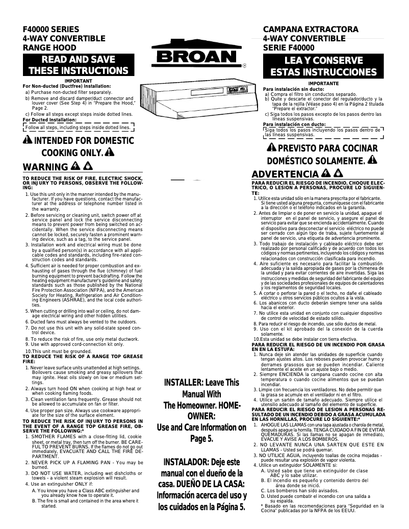 Image de la première page du manuel de l'appareil F402404