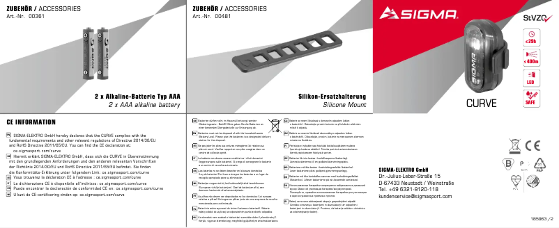 Page 1 de la notice Manuel utilisateur Sigma CURVE