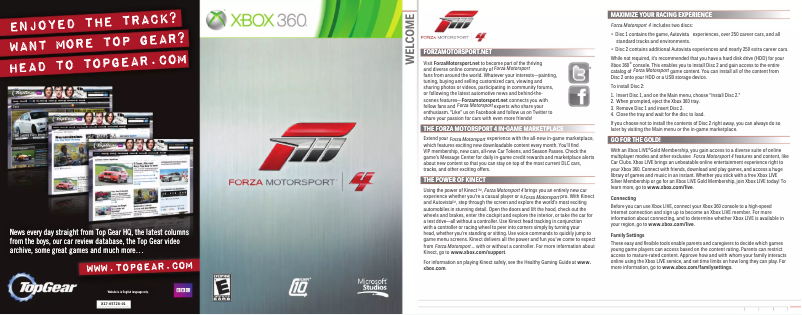 Page 1 de la notice Manuel utilisateur Microsoft Forza Motorsport 4 (Xbox 360)