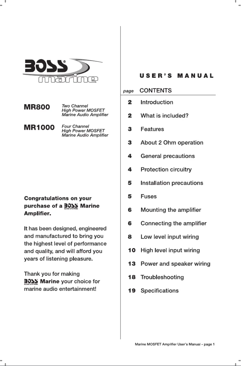 Image de la première page du manuel de l'appareil Marine MR800