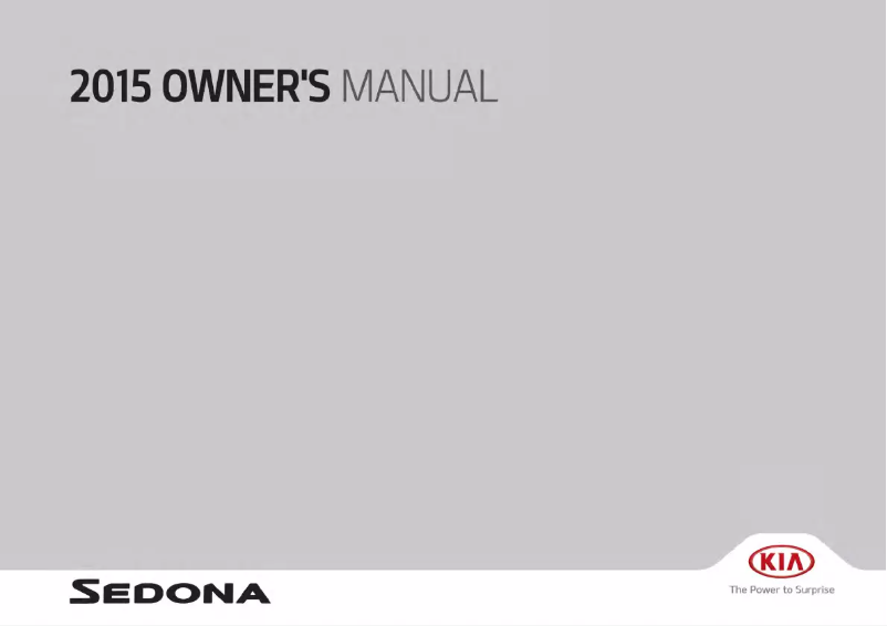 Page 1 de la notice Manuel utilisateur Kia Sedona (2015)