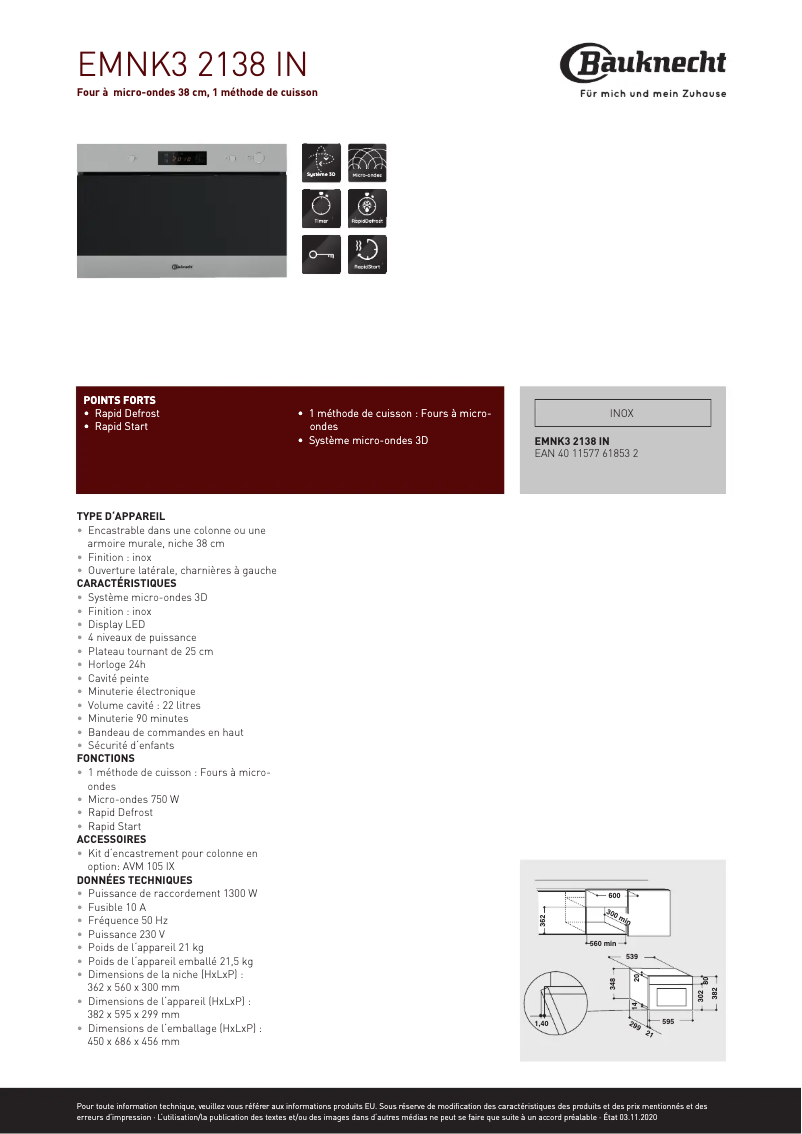 Image de la première page du manuel de l'appareil EMNK3 2138 IN