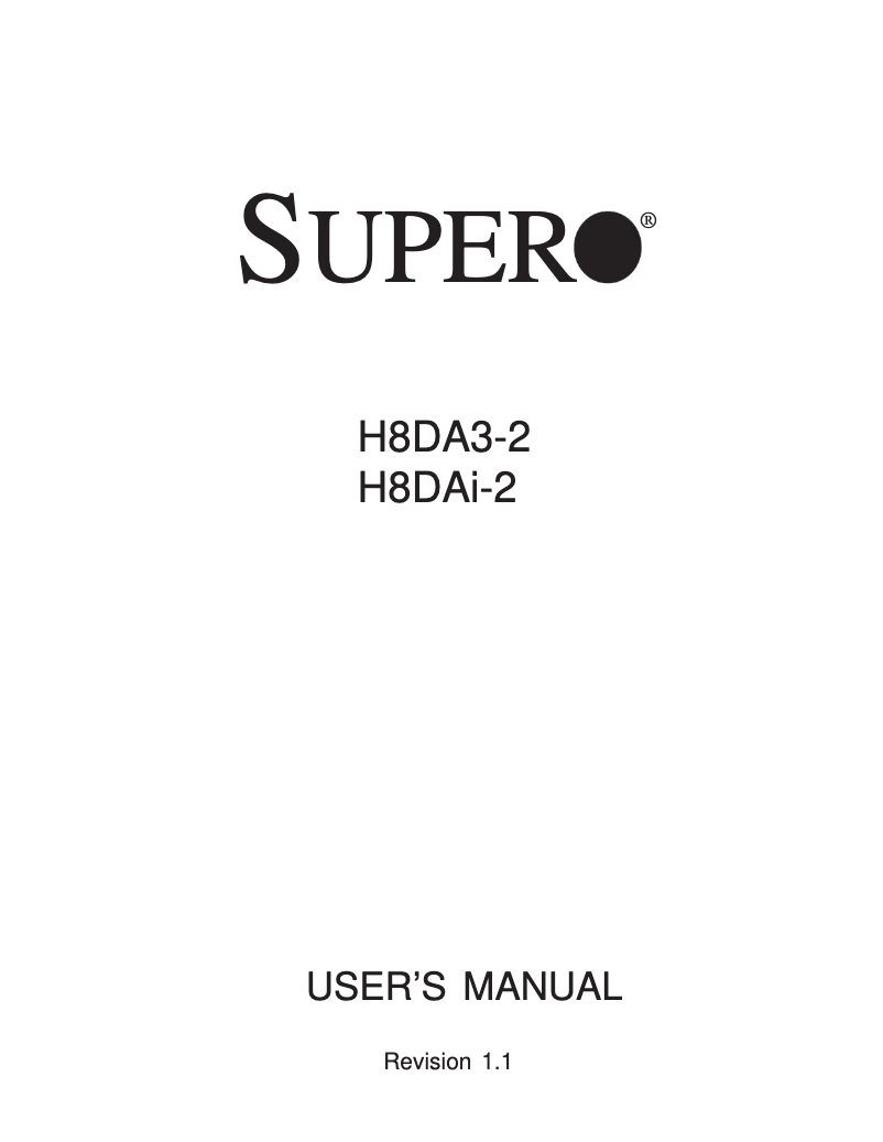 Page 1 de la notice Manuel utilisateur Supermicro H8DAI-2