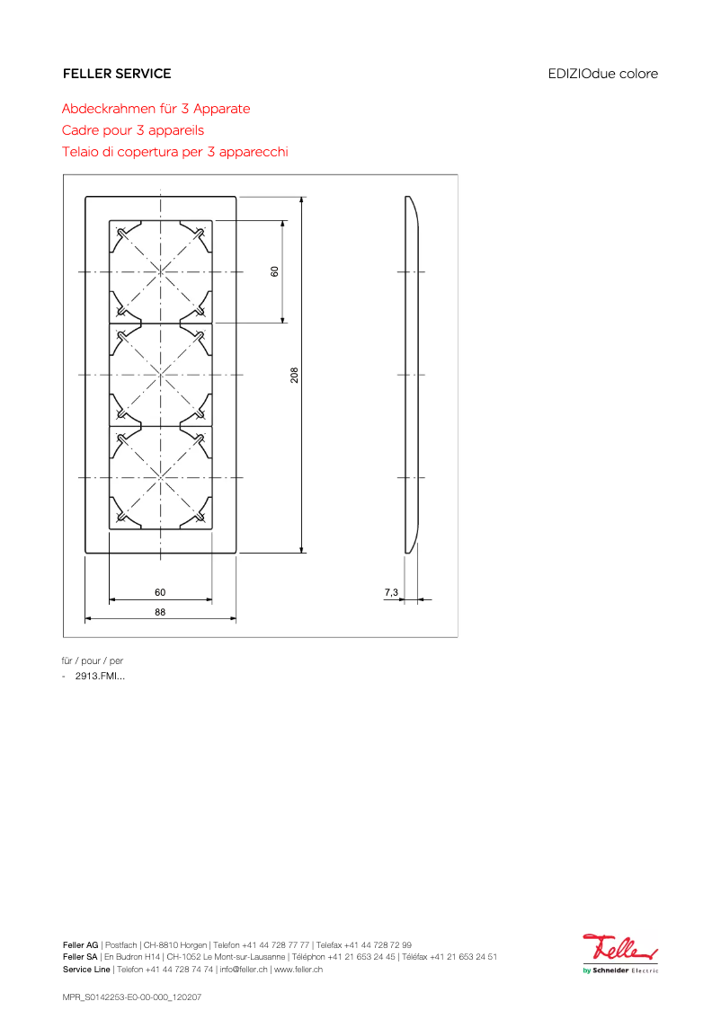 Page 1 de la notice Manuel utilisateur Feller EDIZIOdue colore