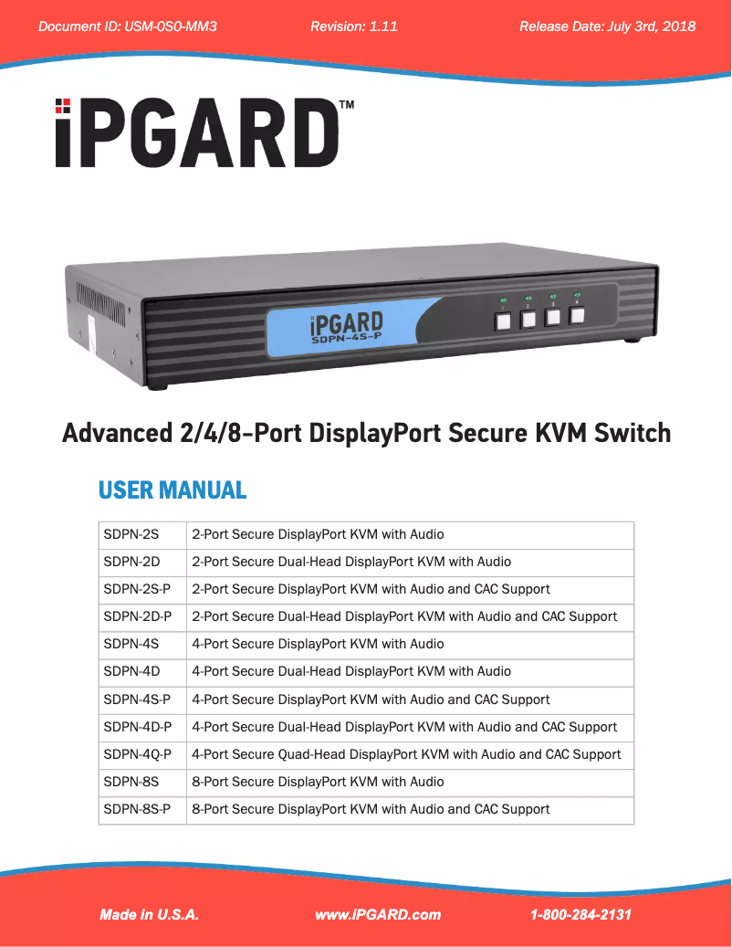 Page 1 de la notice Manuel utilisateur iPGARD SDPN-8S