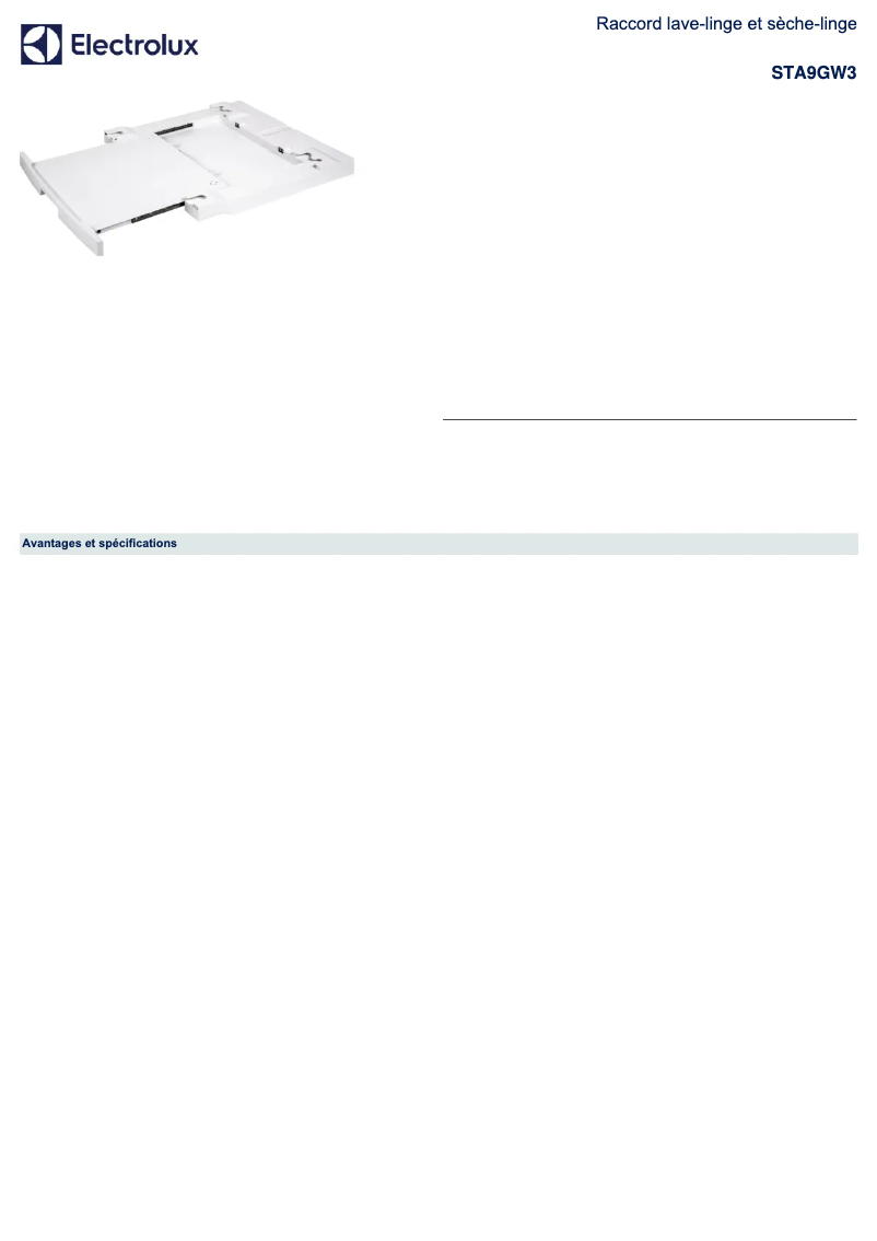 Página 1 del manual Ficha técnica AEG STA9GW3