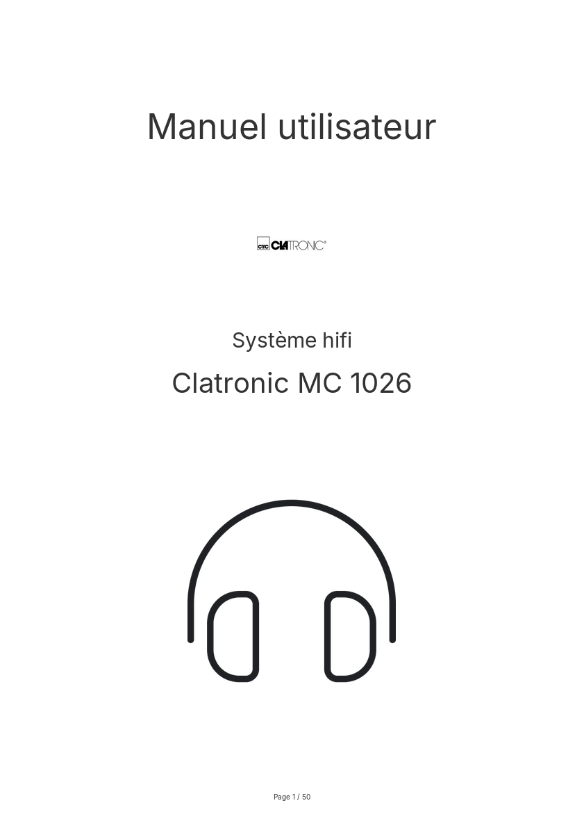 Image de la première page du manuel de l'appareil MC 1026