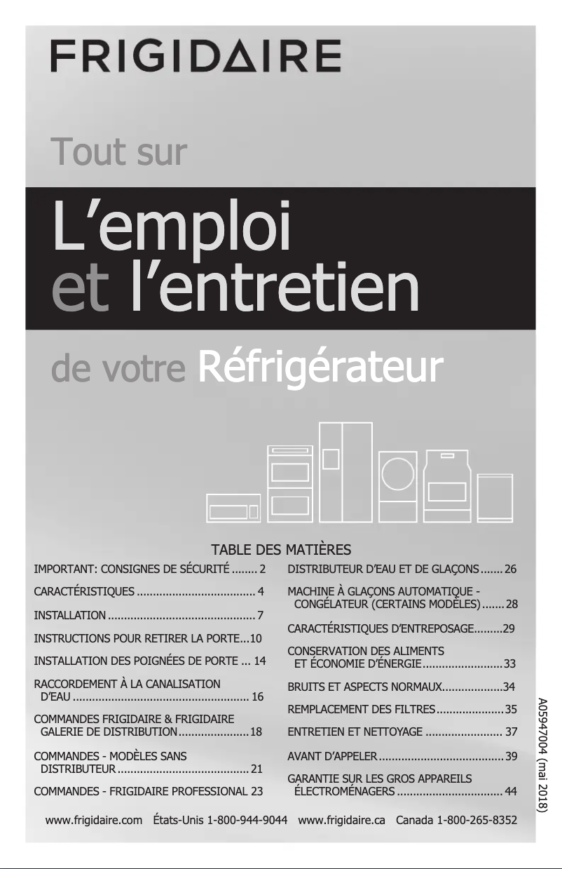 Page n°1 - Manuel utilisateur Frigidaire FGHG2368TF