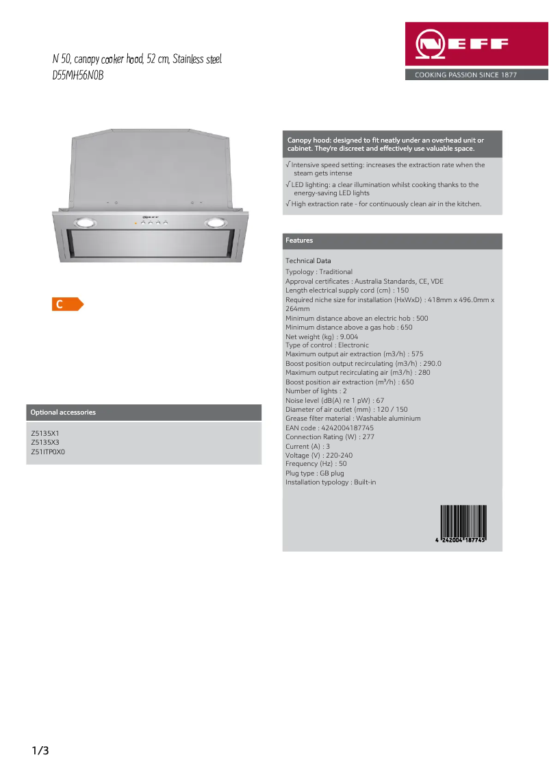 Image de la première page du manuel de l'appareil D55MH56N0B