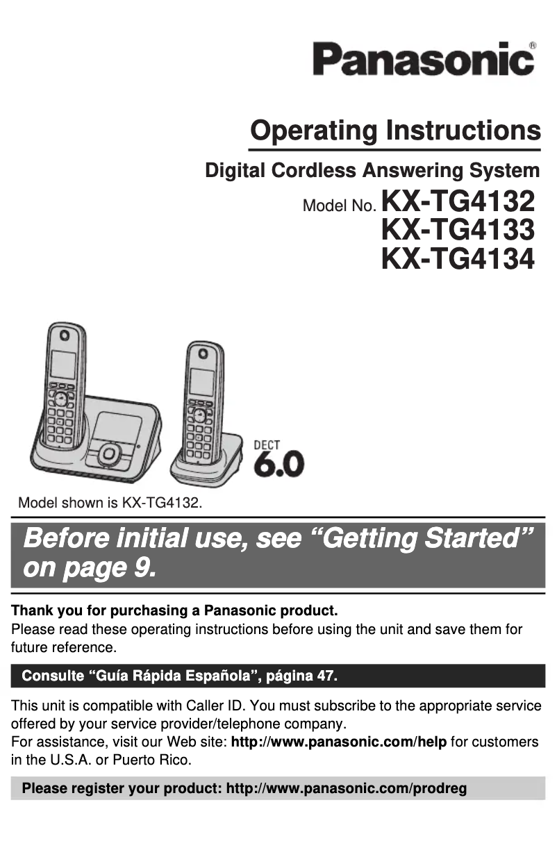 Imagen de la primera página del manual del dispositivo KX-TG4133N