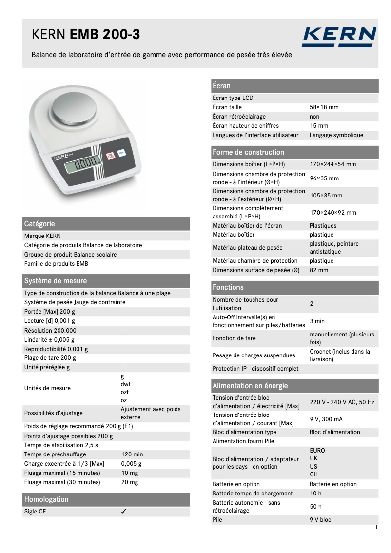 Image de la première page du manuel de l'appareil EMB 200-3