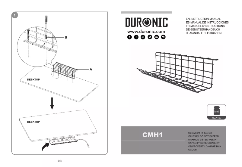 Page n°1 - Manuel utilisateur Duronic CMH1
