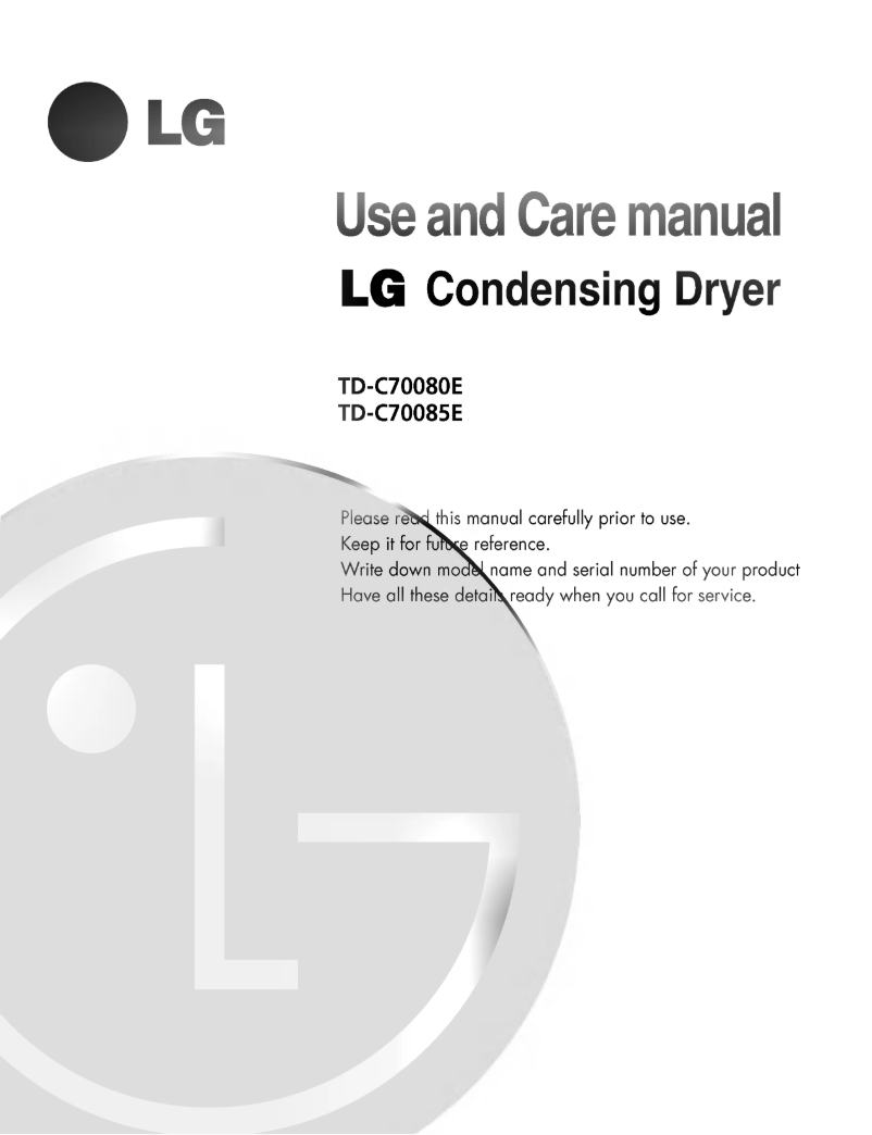 Page n°1 - Manuel utilisateur LG TD-C70080E