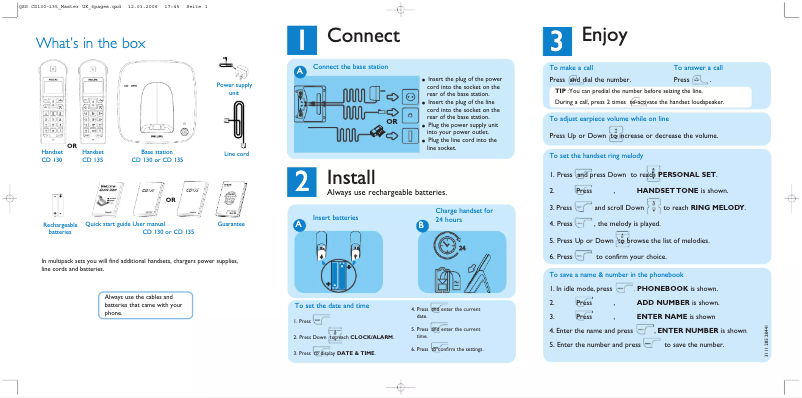Imagen de la primera página del manual del dispositivo CD1303S