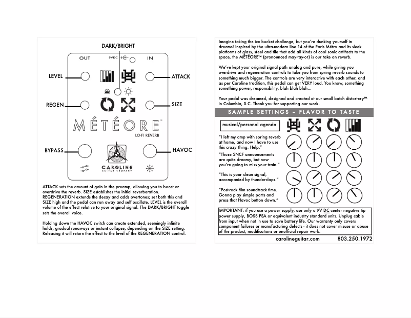 Page n°1 - Manuel utilisateur Caroline Meteore