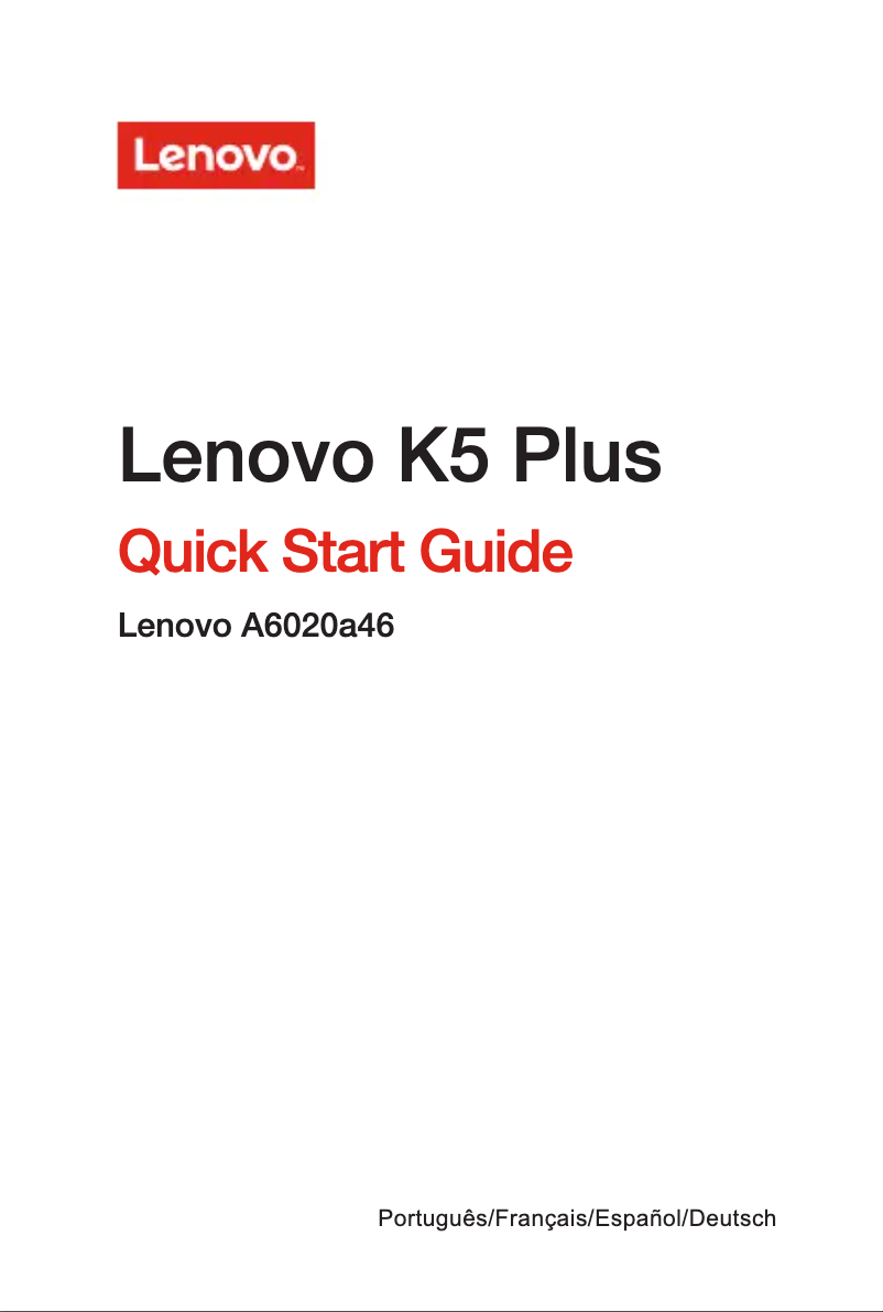 Page 1 de la notice Manuel utilisateur Lenovo Vibe K5 Plus