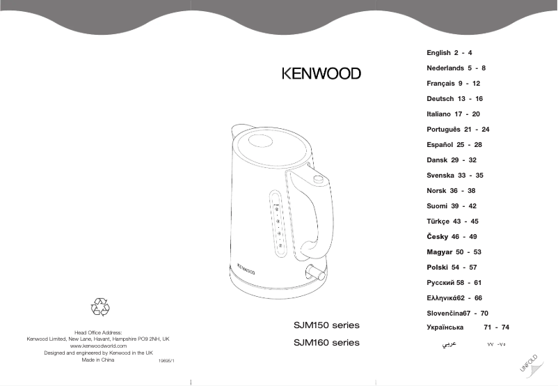 Page n°1 - Manuel utilisateur Kenwood SJM160