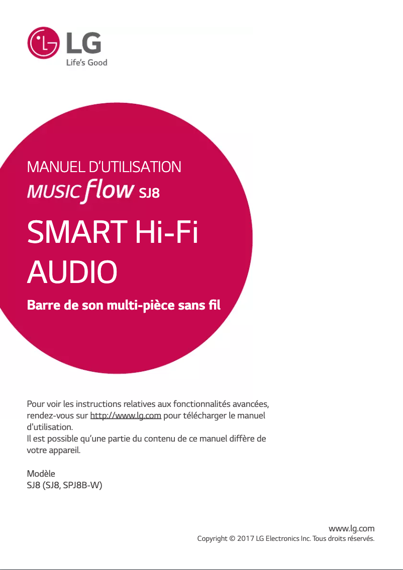 Page 1 de la notice Manuel utilisateur LG SJ8