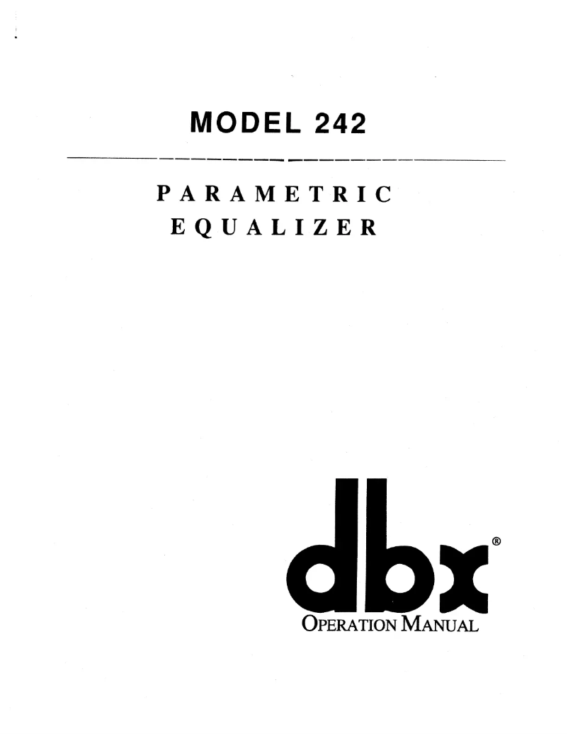 Page n°1 - Manuel utilisateur DBX 242