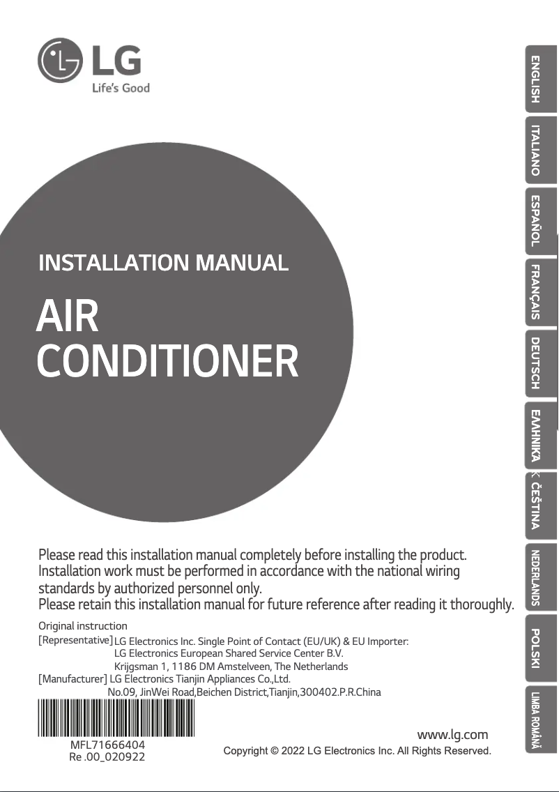Page n°1 - Guide d'installation LG UM24FH