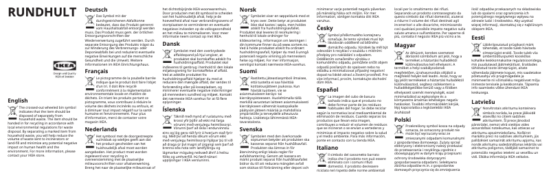 Page 1 de la notice Manuel utilisateur Ikea RUNDHULT 005.811.07