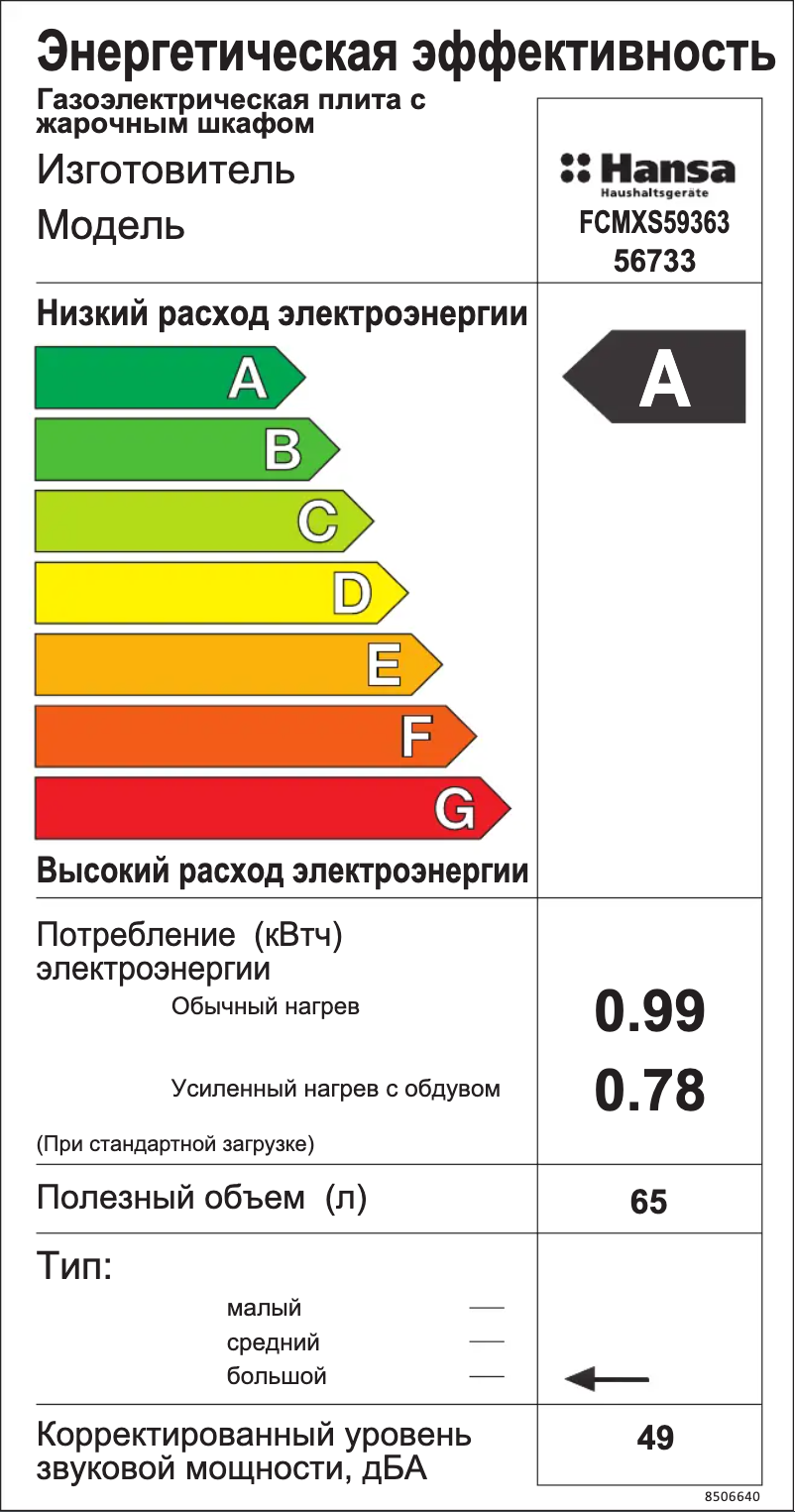 Page 1 de la notice Manuel utilisateur Hansa FCMXS59363