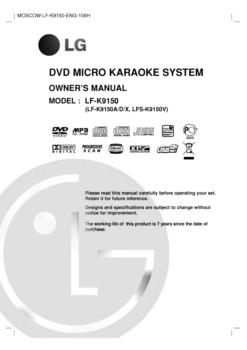 Page 1 of the manual User Manual LG LF-K9150